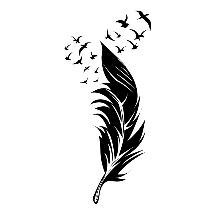 Tüyden Uçan Kuşlar Sticker 17x17 Cm Siyah