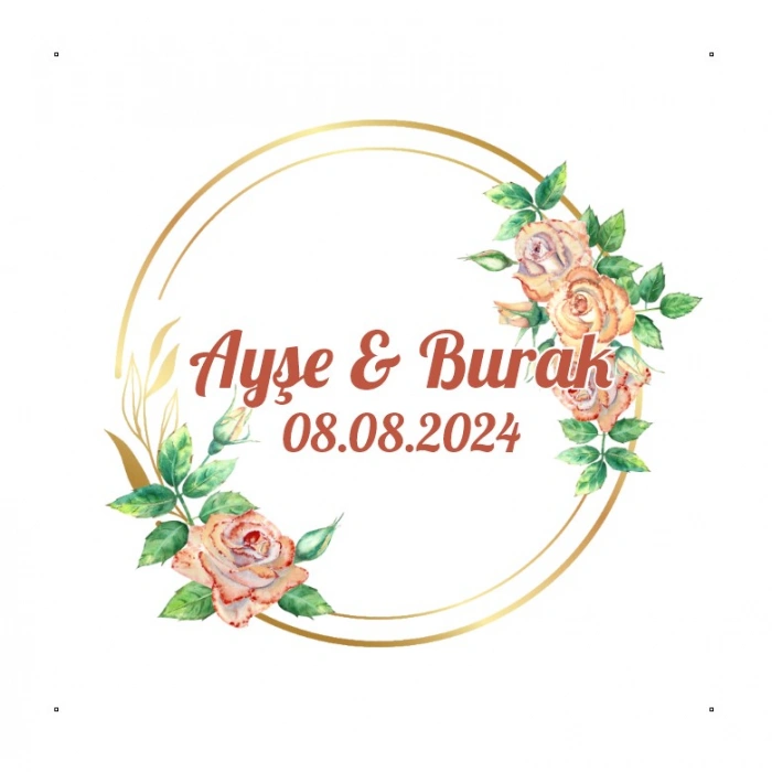 Yapraklı Kış Meyveli Oval Etiket Kına Nişan Düğün 3x3 cm özel etiket / 50 adet sticker