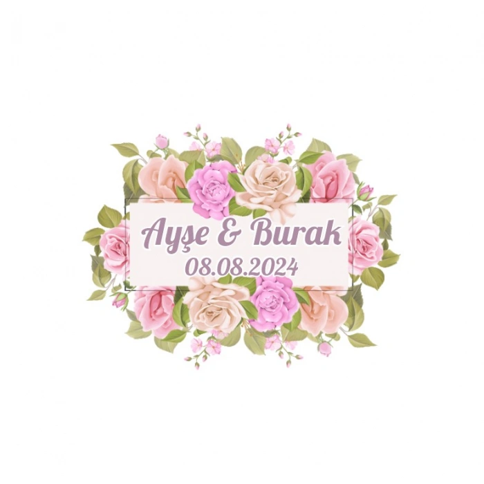 Kış Meyveli Kuşlu Oval Etiket Kına Nişan Düğün 3x3 cm özel etiket / 50 adet sticker