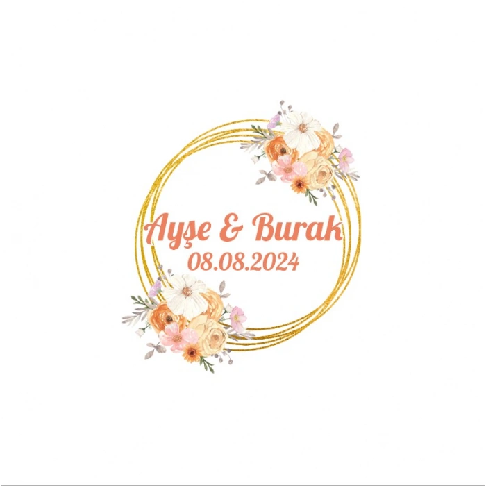 Şık Noel Çelengi Etiketi Kına Nişan Düğün 3x3 cm özel etiket / 50 adet sticker