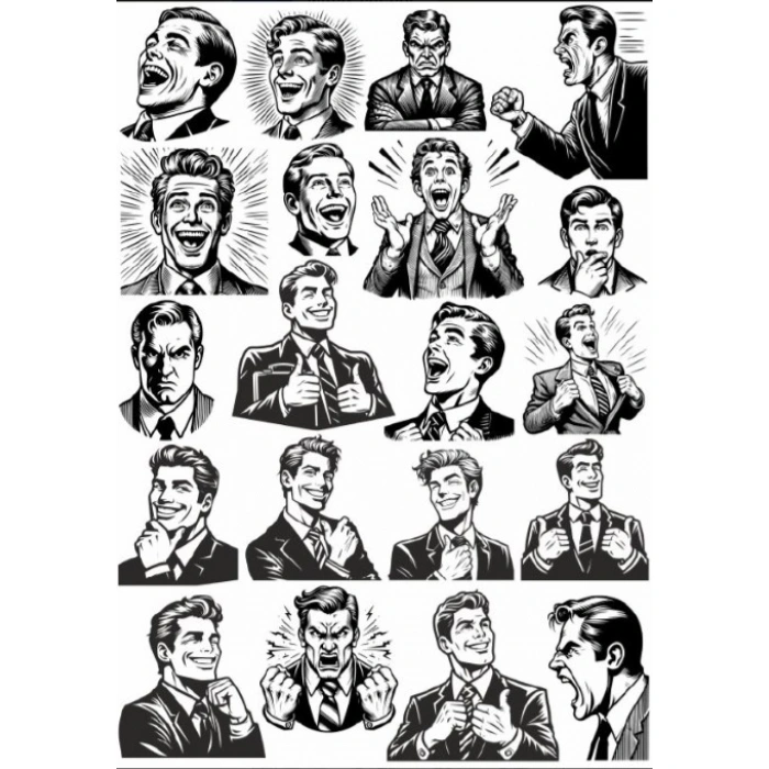 Siyah Beyaz Adam Sticker Set