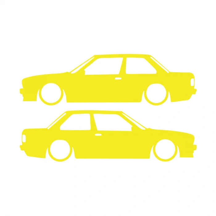 Basık Bmw E30 Sticker 17x17 Cm Sarı
