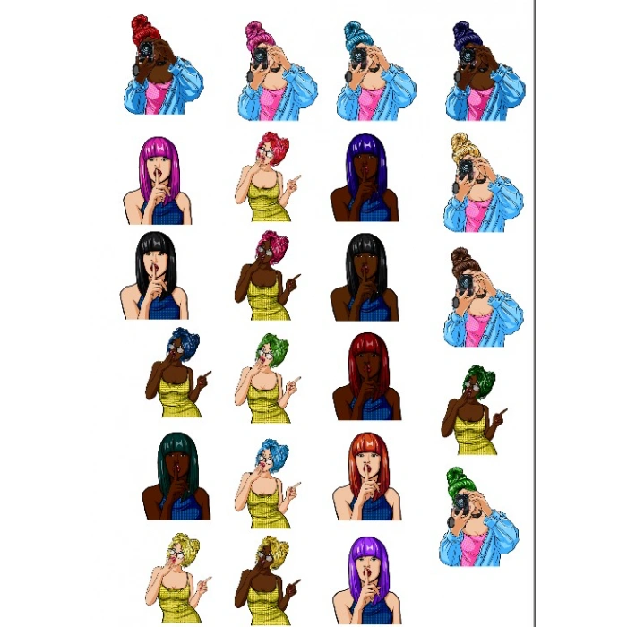 Renkli Kızlar Sticker Set