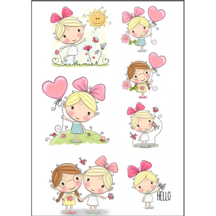 Sevimli Kızlar Sticker Set