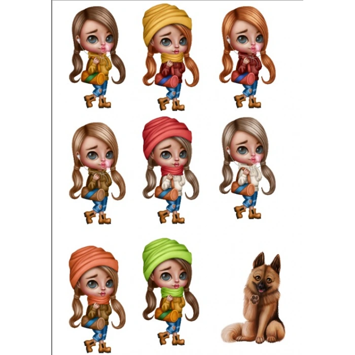 Sevimli Kızlar Sticker Set
