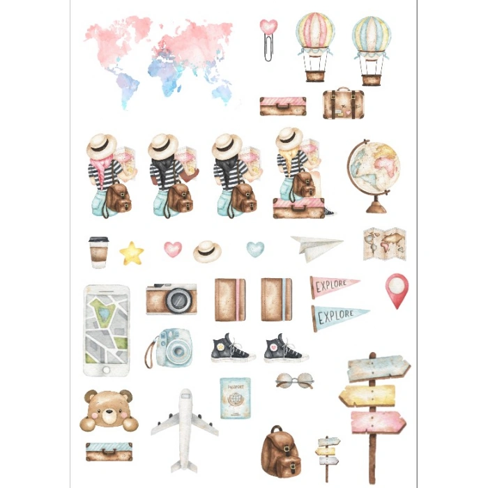 Seyahat Temalı Sticker Set