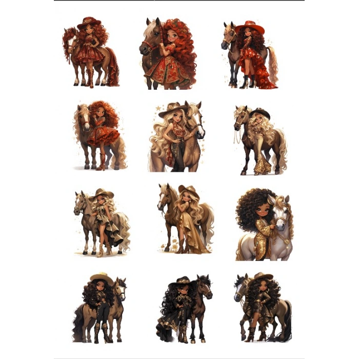 Kovboy Kız Sticker Set