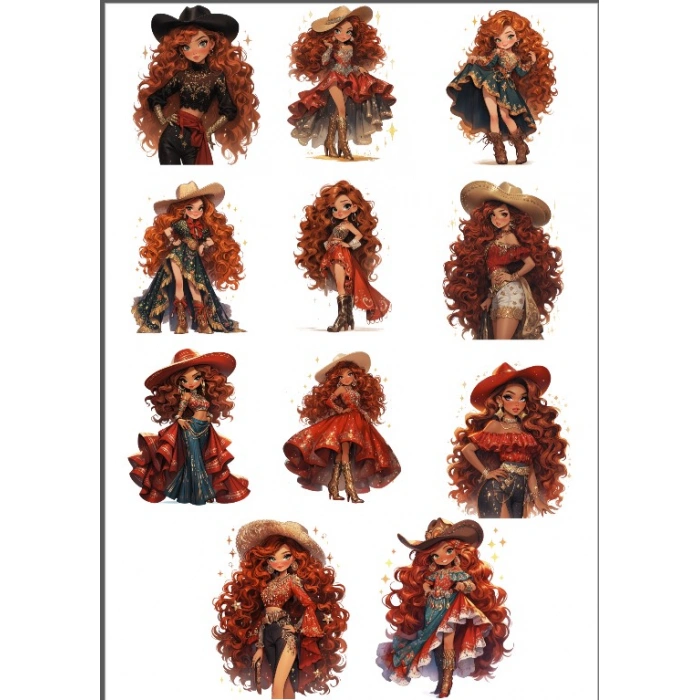 Kovboy Kız Sticker Set