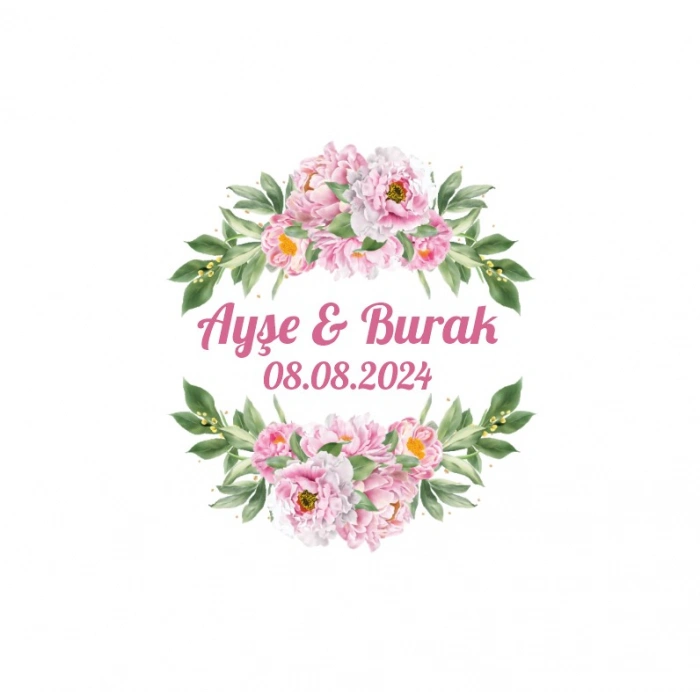 Kış Temalı Oval Çerçeve Etiketi Kına Nişan Düğün 3x3 cm özel etiket / 50 adet sticker