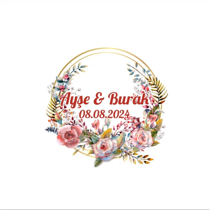 Kış Temalı Şık Yuvarlak Etiket Kına Nişan Düğün 3x3 cm özel etiket / 50 adet sticker