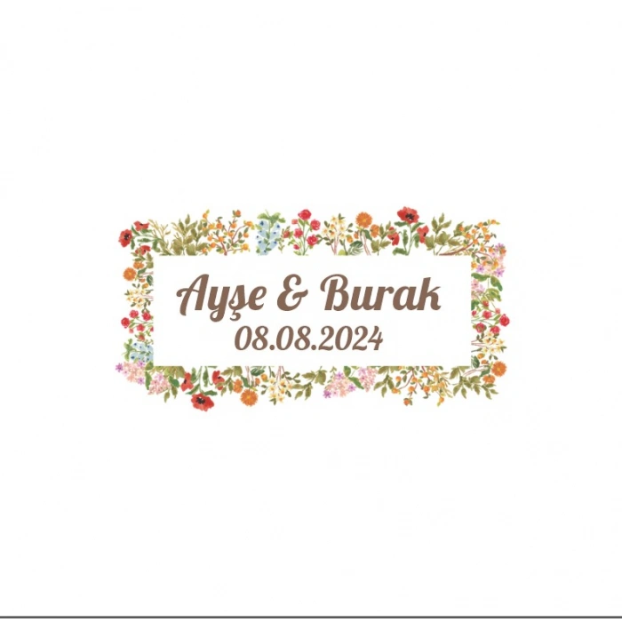 Kış Meyveli Yapraklı Yuvarlak Etiket Kına Nişan Düğün 3x3 cm özel etiket / 50 adet sticker