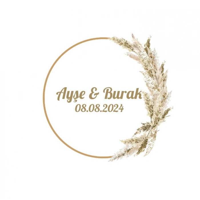 Kozalak ve Kırmızı Meyveli Yuvarlak Etiket Kına Nişan Düğün 3x3 cm özel etiket / 50 adet sticker