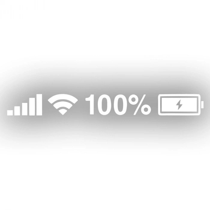  Batarya Pil Wifi Icon Oto Sticker 17x17 Cm Beyaz