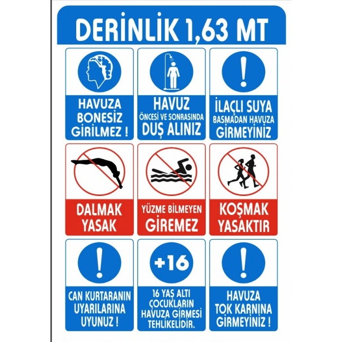 Havuz Uyarı İsaretleri Sticker 20X28 Cm