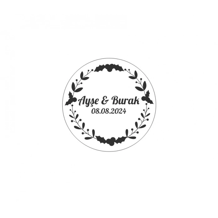 Kırmızı Meyveli Yuvarlak Çelenk Etiketi Kına Nişan Düğün 3x3 cm özel etiket / 50 adet sticker