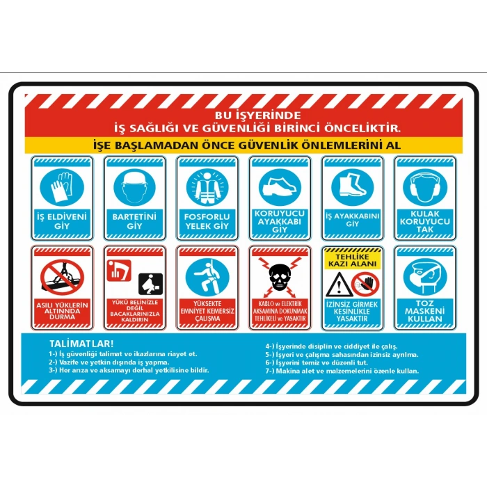 İş Güvenlik Talimatı Sticker 20X28 Cm