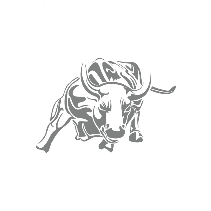 Kızgın Boğa Oto Sticker 17x17 Cm Gri