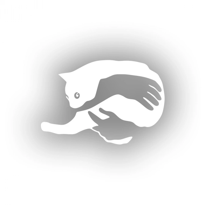 Kedi Seven El sticker 17x17 Cm Beyaz