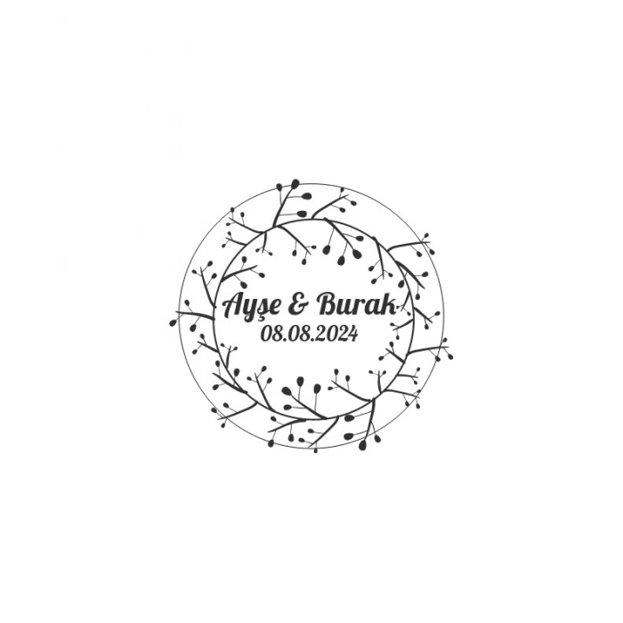 Kozalak ve Çilekli Yuvarlak Etiket Kına Nişan Düğün 3x3 cm özel etiket / 50 adet sticker