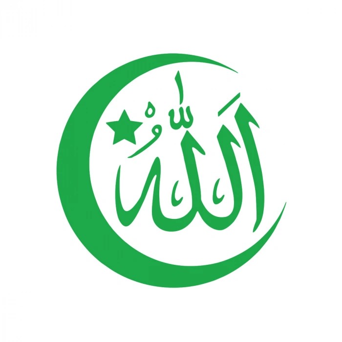 Türk Bayrağı ve Allah Sticker 17x17 Cm Yeşil