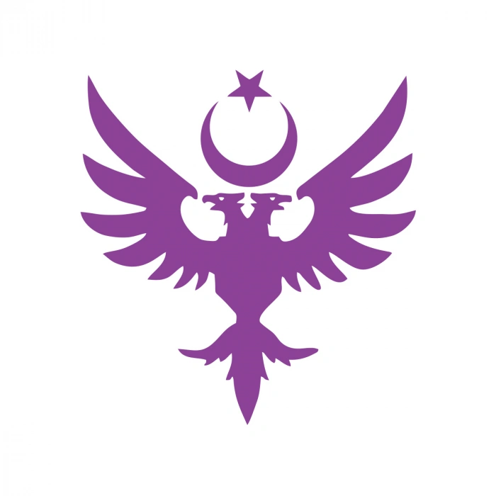 Çift Başlıklı Kartal ve Ay Yıldız Sticker 17x17 Cm Mor