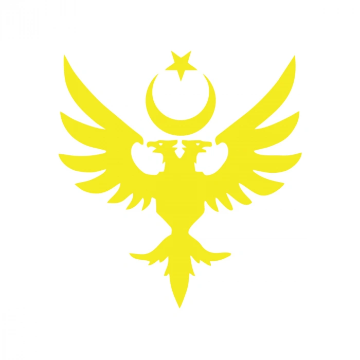 Çift Başlıklı Kartal ve Ay Yıldız Sticker 17x17 Cm Sarı