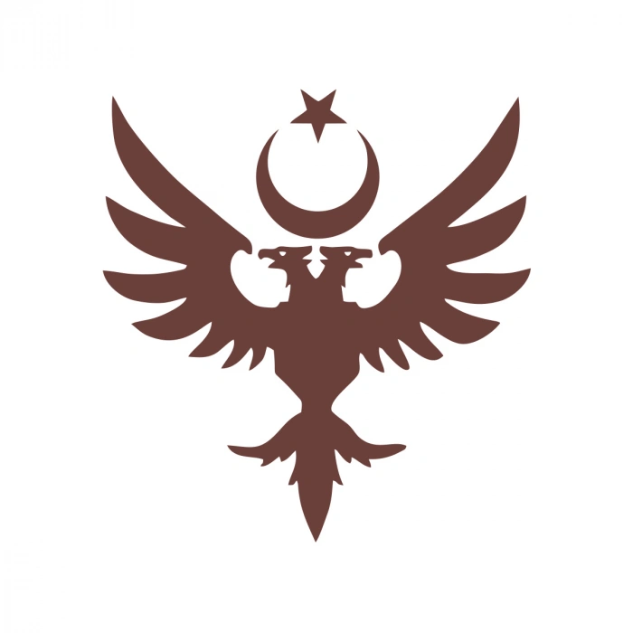 Çift Başlıklı Kartal ve Ay Yıldız Sticker 17x17 Cm Kahverengi