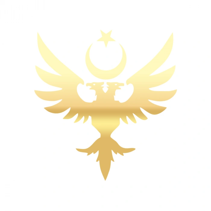 Çift Başlıklı Kartal ve Ay Yıldız Sticker 17x17 Cm Gold