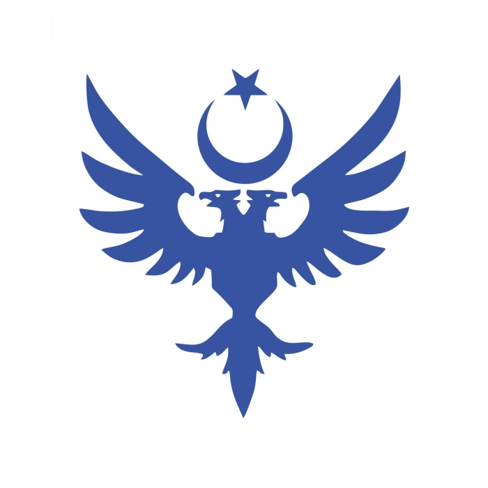 Çift Başlıklı Kartal ve Ay Yıldız Sticker 17x17 Cm Mavi
