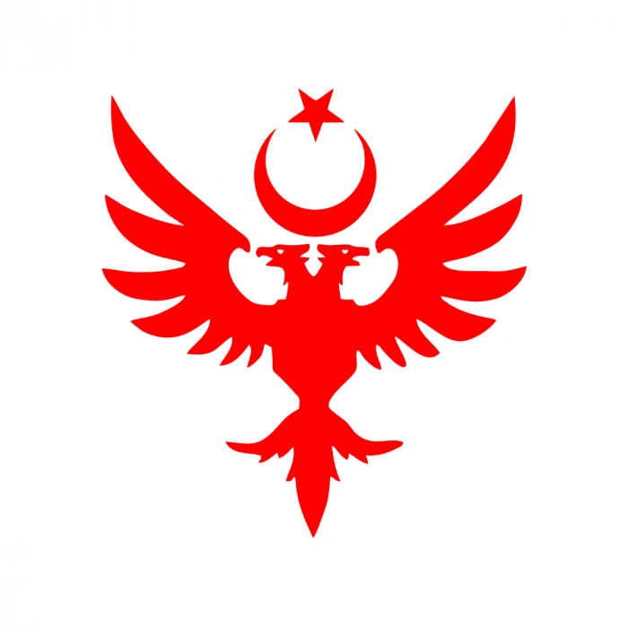 Çift Başlıklı Kartal ve Ay Yıldız Sticker 17x17 Cm Kırmızı