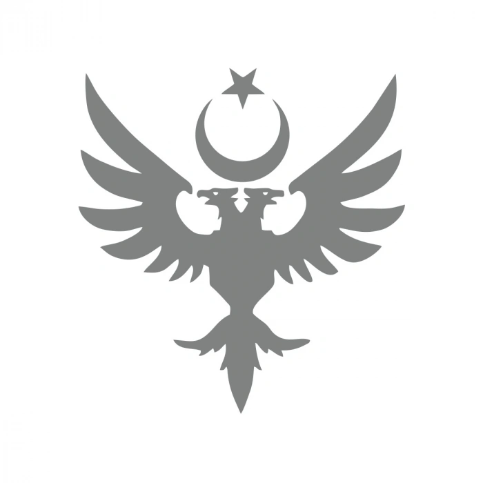 Çift Başlıklı Kartal ve Ay Yıldız Sticker 17x17 Cm Gri