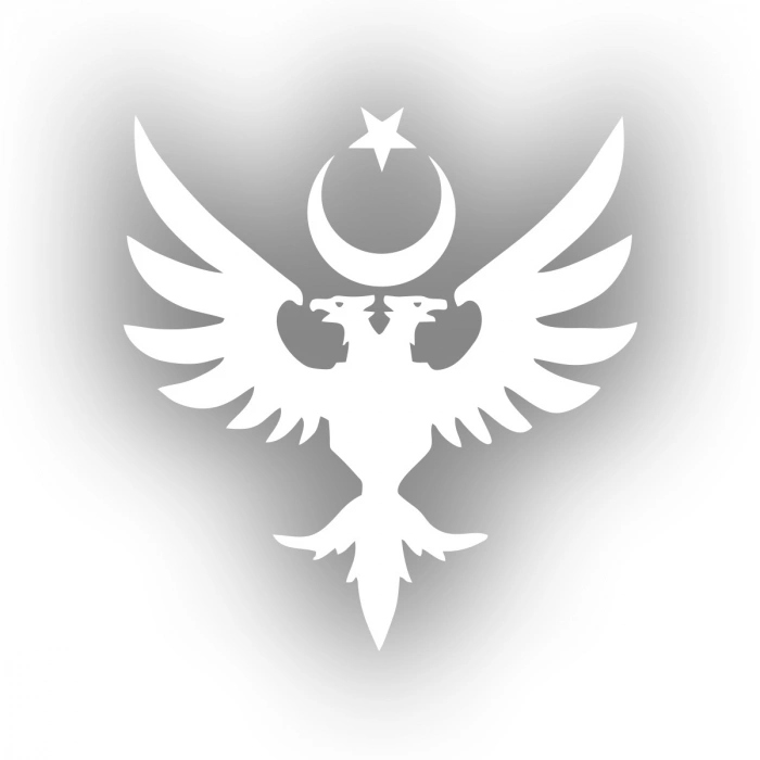 Çift Başlıklı Kartal ve Ay Yıldız Sticker 17x17 Cm Beyaz