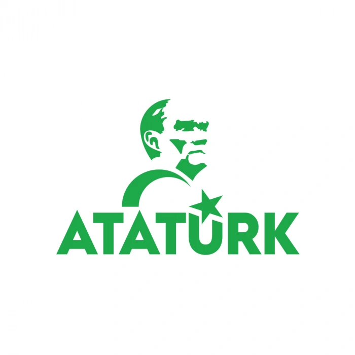 Atatürk Türk Bayrağı Sticker 17x17 Cm Yeşil
