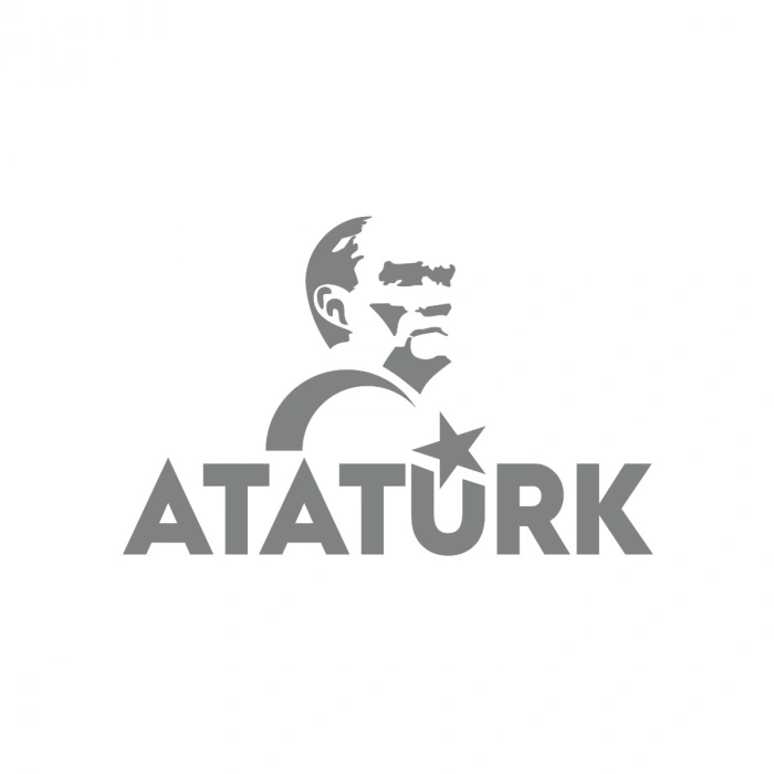 Atatürk Türk Bayrağı Sticker 17x17 Cm Gri