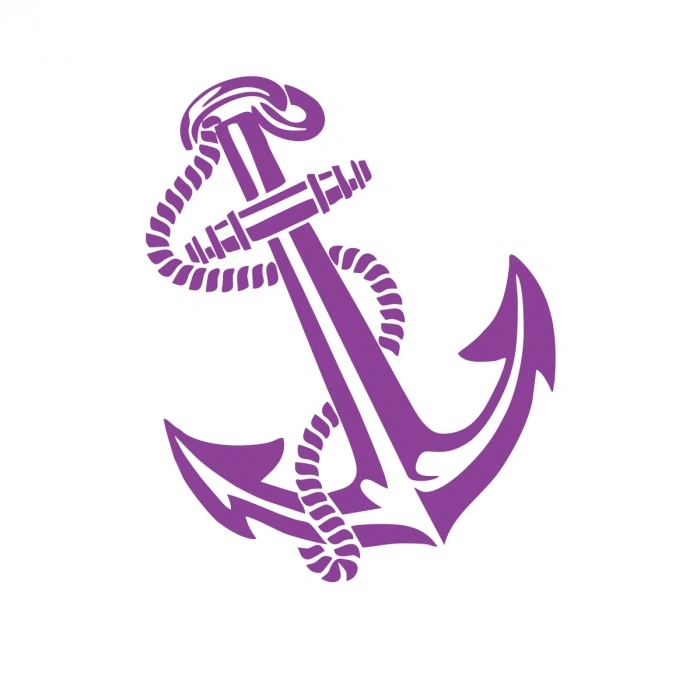 Denizci Çapası Sticker 17x17 Cm Mor