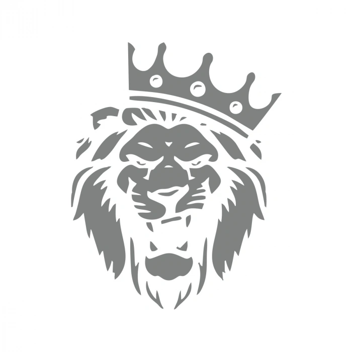 Kral Tacçlı Aslan Sticker 17x17 Cm Gri