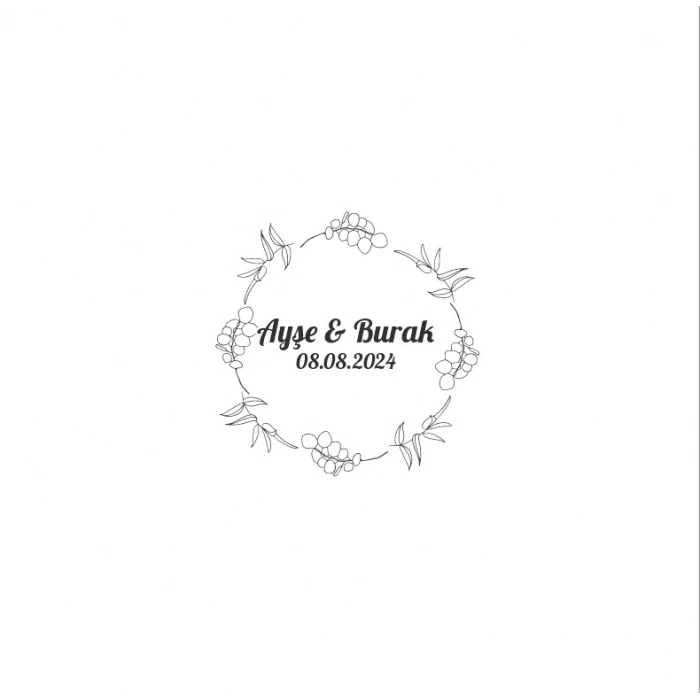 Kış Meyveli Yeşil Yapraklı Etiket Kına Nişan Düğün 3x3 cm özel etiket / 50 adet sticker