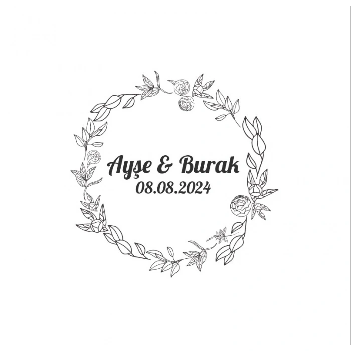 Kozalaklı ve Meyveli Oval Etiket Kına Nişan Düğün 3x3 cm özel etiket / 50 adet sticker