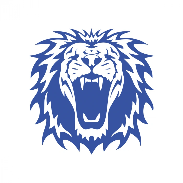 Kükreyen Aslan Sticker 17x17 Cm Mavi