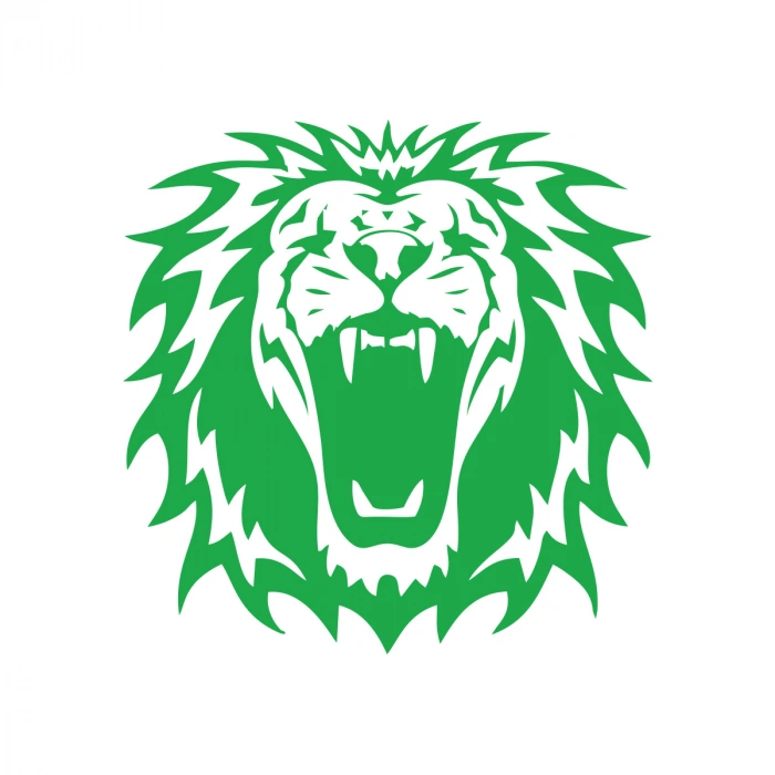 Kükreyen Aslan Sticker 17x17 Cm Yeşil