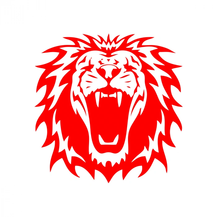 Kükreyen Aslan Sticker 17x17 Cm Kırmızı
