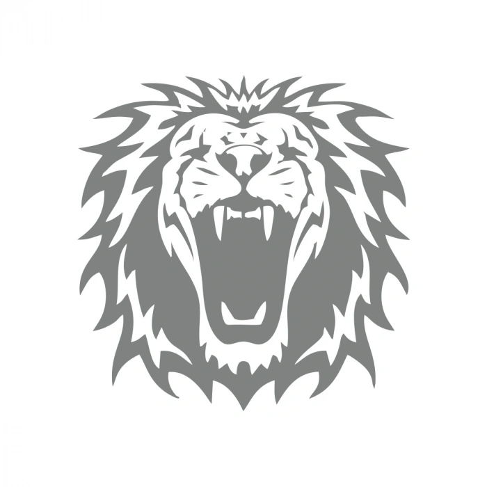 Kükreyen Aslan Sticker 17x17 Cm Gri