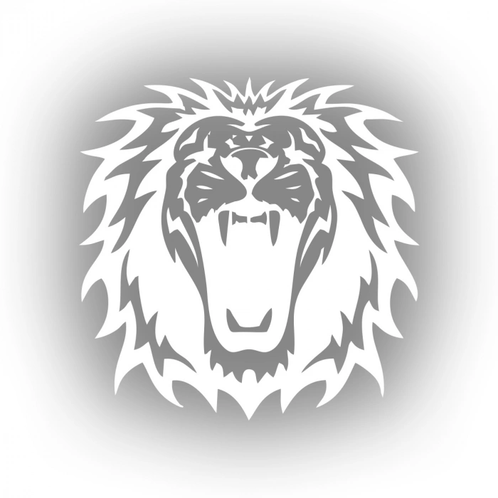 Kükreyen Aslan Sticker 17x17 Cm Beyaz