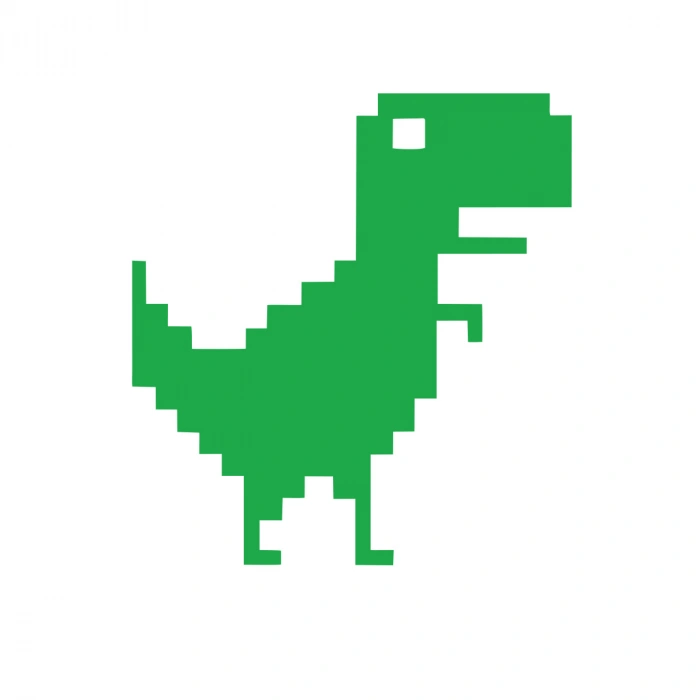 Piksel Dinozor Sticker 17x17 Cm Yeşil