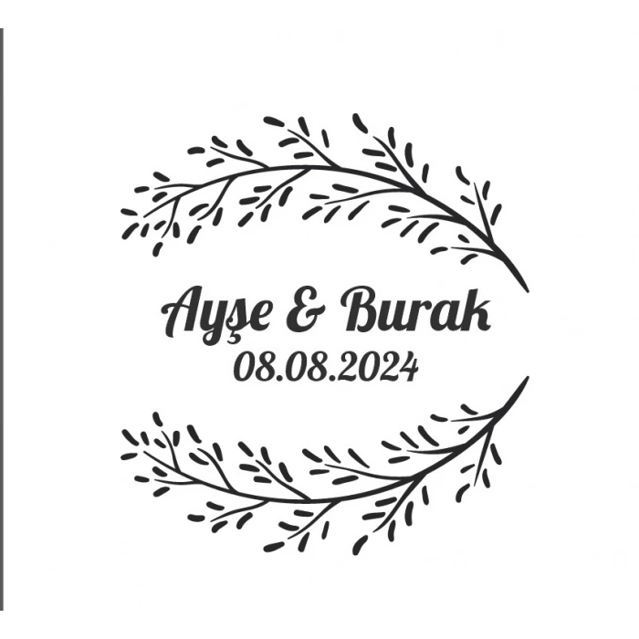 Kozalak ve Kırmızı Meyveli Yuvarlak Etiket Kına Nişan Düğün 3x3 cm özel etiket / 50 adet sticker