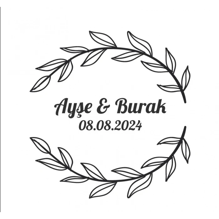 Yuvarlak Kuş ve Çiçekli Kış Etiketi Kına Nişan Düğün 3x3 cm özel etiket / 50 adet sticker