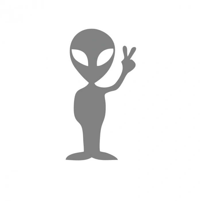 Uzaylı Araba Stickeri 17x17 Cm Gri