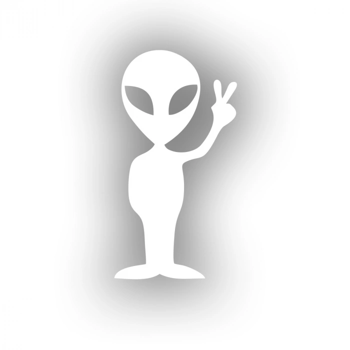 Uzaylı Araba Stickeri 17x17 Cm Beyaz