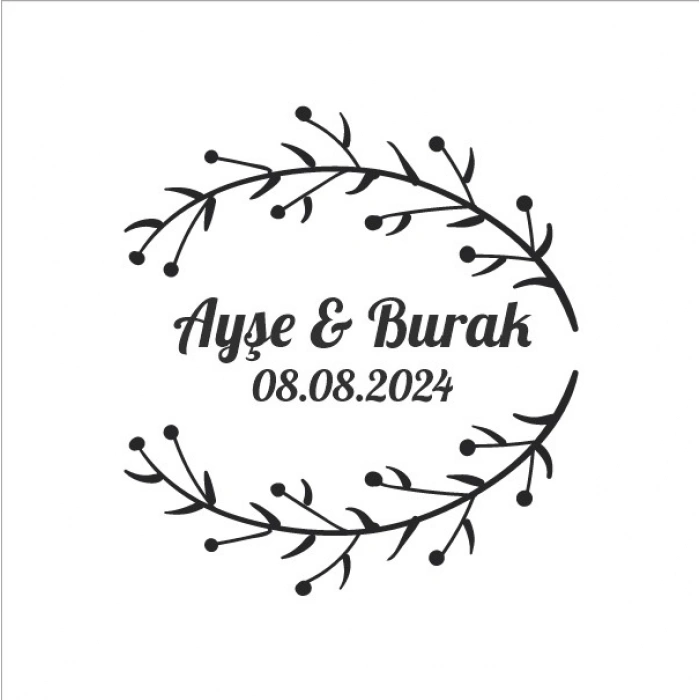 Kış Meyveli Yapraklı Yuvarlak Etiket Kına Nişan Düğün 3x3 cm özel etiket / 50 adet sticker