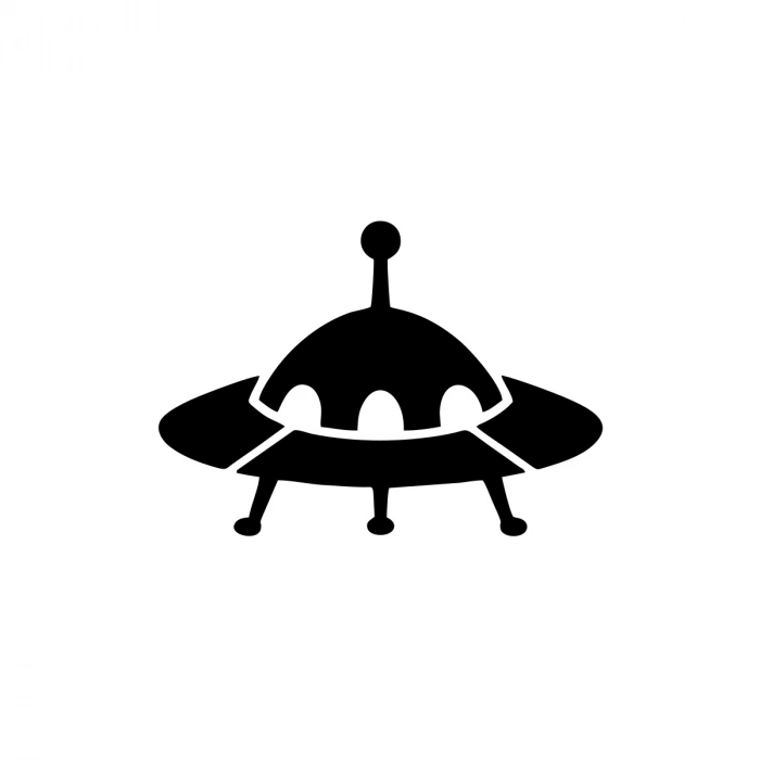 Ufo Araba Sticker 17x17 Cm Siyah